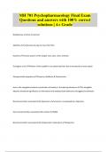 MH 701 Psychopharmacology Final Exam Questions and answers with 100&percnt; correct solutions &vert; A&plus; Grade