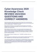 Cyber Awareness 2020  Knowledge Check REVISED 2023/2024  QUESTIONS AND  CORRECT ANSWERS.