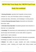 NR599 Mid Term Study Set, NR599 Final Exam Study Set combined Nursing Informatics for Advanced Practice - Chamberlain College Updated | Download to score A+