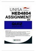 HED4804 ASSIGNMENT 01 DUE 2024