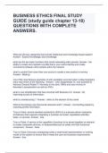 BUSINESS ETHICS FINAL STUDY GUIDE (study guide chapter 13-18) QUESTIONS WITH COMPLETE ANSWERS.