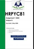 HRPYC81 Assignment 1 (QUALITY ANSWERS) 2024
