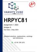 HRPYC81 Assignment 1 (DETAILED ANSWERS) 2024 - DISTINCTION GUARANTEED