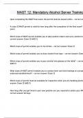 MAST 12 Mandatory Alcohol Server Training - Lesson 1 Questions and answers latest update