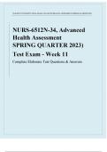 NURS-6512N-34, Advanced Health Assessment SPRING QUARTER 2023 - Week 11 Complete Elaborate Test Questions & Answers