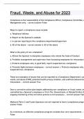 Fraud&comma; Waste&comma; and Abuse for 2023 &vert; Questions and answers latest update