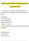 North Carolina Medicare Supplement and Long-Term Care Questions with 100% Correct Answers | Updated | Download to score A+