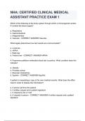NHA&colon; CERTIFIED CLINICAL MEDICAL ASSISTANT PRACTICE EXAM 2 ALL QUESTIONS WITH COMPLETE SOLUTION&period;
