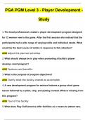PGA PGM Level 3 - Player Development - Study Questions with 100% Correct Answers | Updated | Download to score A+