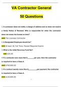 VA Contractor General Actual 50 Questions with 100% Correct Answers | Updated | Download to score A+