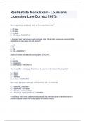 Real Estate Mock Exam- Louisiana Licensing Law Correct 100&percnt;