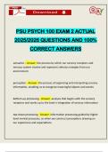 PSU PSYCH 100 EXAM 2 ACTUAL 2025&sol;2026 QUESTIONS AND 100&percnt; CORRECT ANSWERS