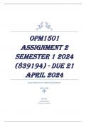 OPM1501 Assignment 2 Semester 1 2024 (839194) - DUE 21 April 2024