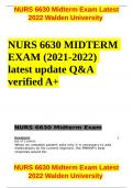 NURS 6630 MIDTERM  EXAM (2021-2022)  latest update Q&A  verified A+