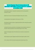Dental Hygiene Mock Jurisprudence &vert;50 Questions with 100&percnt; Correct Answers &vert; Updated & Verified &vert; 2024