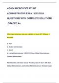 AZ-104 MICROSOFT AZURE  ADMINISTRATOR EXAM 20232024  QUESTIONS WITH COMPLETE SOLUTIONS  &period;GRADED A&plus;&period;