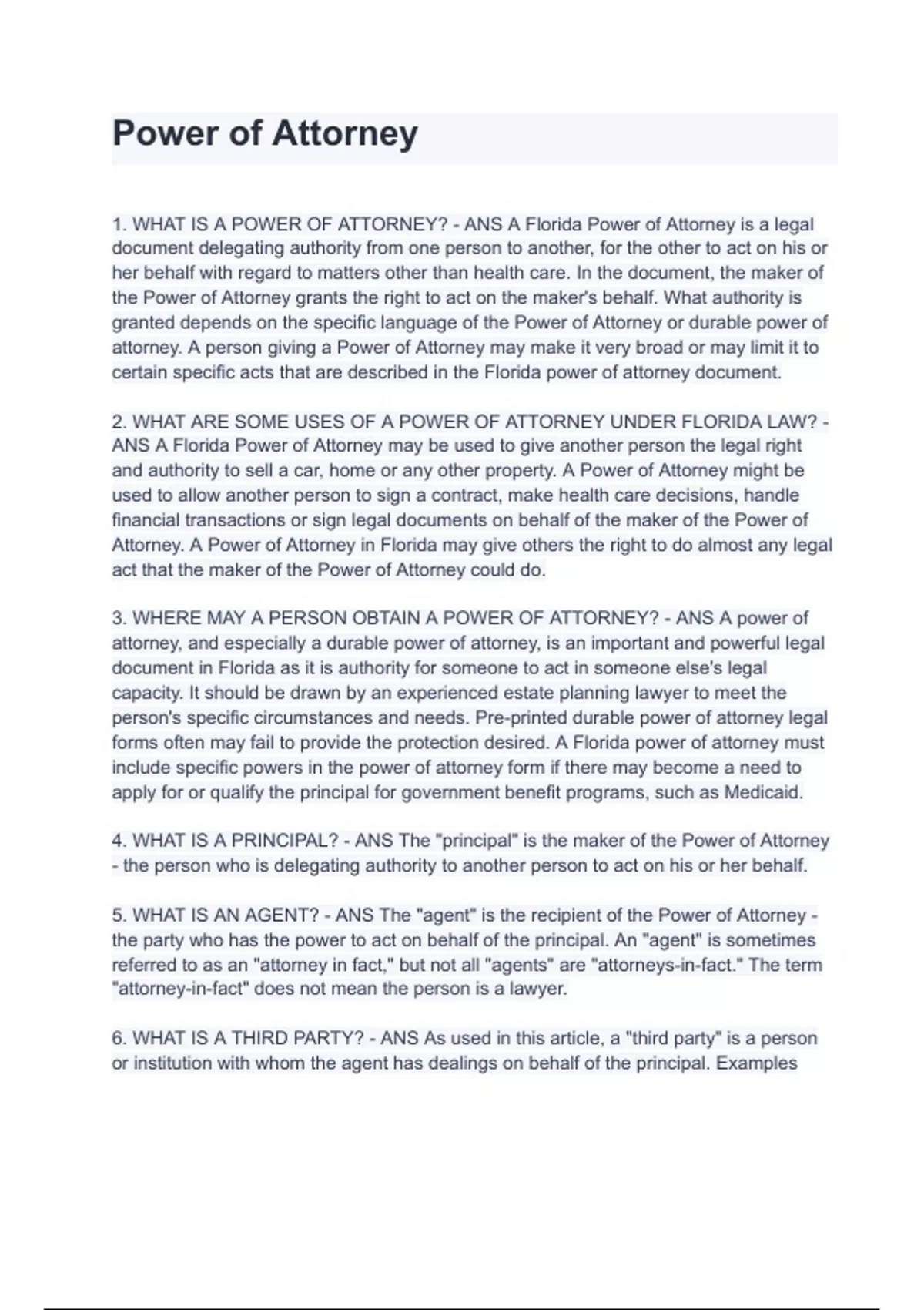 Power of Attorney Exam 2024/2025 Questions With Completed Solutions ...