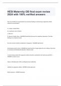 HESI Maternity OB final exam review 2024 with 100% verified answers 
