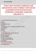 POST-TEST NCHSE COMPLETE 100 QUESTIONS AND CORRECT DETAILED ANSWERS WITH RATIONALES