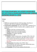 ATI TEAS EXAM BIOL 3V2 STUDY GUIDE BIOL 3V2 ATI TEAS 6 EXAM QUESTIONS AND CORRECT ANSWERS GRADE A+ 2024
