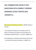 CDL-COMBINATION VEHICLE TEST  QUESTIONS WITH CORRECT VERIFIED  ANSWERS LATEST UPDATE 2024  .GRADED A+.