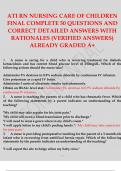 ATI RN NURSING CARE OF CHILDREN FINAL COMPLETE 50 QUESTIONS AND CORRECT ANSWERS