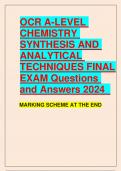 OCR A-LEVEL CHEMISTRY SYNTHESIS AND ANALYTICAL TECHNIQUES FINAL EXAM Questions and Answers 2024  