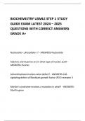 BIOCHEMISTRY USMLE STEP 1 STUDY GUIDE EXAM LATEST 2024 &ndash; 2025 QUESTIONS WITH CORRECT ANSWERS GRADE A&plus;