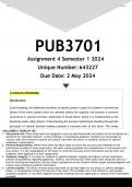 PUB3701 Assignment 4 (ANSWERS) Semester 1 2024 - DISTINCTION GUARANTEED