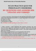 NCLEX PRACTICE QUIZ FOR PERSONALITY DISORDERS 80+ QUESTIONS AND ANSWERS