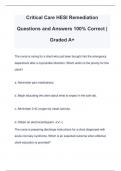 Critical Care HESI Remediation Questions and Answers 100% Correct | Graded A+