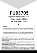 PUB3705 Assignment 3 (ANSWERS) Semester 1 2024 - DISTINCTION GUARANTEED