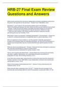 HRB-27 Final Exam Review Questions and Answers