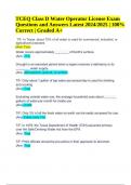 Class D Water Operator License Exam Questions and Answers Latest 2024/2025 | 100% Correct | Graded A+