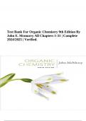 Test Bank For Organic Chemistry 9th Edition By John E&period; Mcmurry All Chapters 1-31 &vert; Complete 2024&sol;2025 &vert; Verified&period;