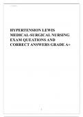 HYPERTENSION LEWIS MEDICAL-SURGICAL NURSING EXAM QUEATIONS AND CORRECT ANSWERS GRADE A+