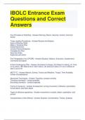 IBOLC Entrance Exam Questions and Correct Answers