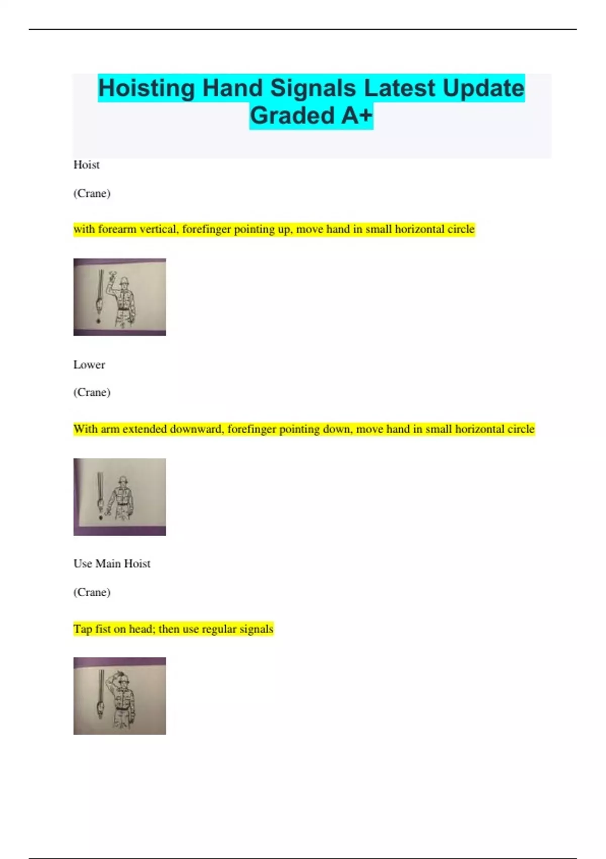 Hoisting Hand Signals Latest Update Graded A+ Hoisting Hand Signals