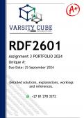 RDF2601 Assignment 3 (DETAILED ANSWERS) 2024 - DISTINCTION GUARANTEED 