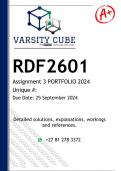RDF2601 Assignment 3 &lpar;DETAILED ANSWERS&rpar; 2024 - DISTINCTION GUARANTEED 
