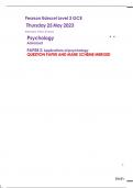 Pearson Edexcel Level 3 GCE  Thursday 25 May 2023    Afternoon (Time: 2 hours)  Psychology Advanced            PAPER 2: Applications of psychology QUESTION PAPER AND MARK SCHEME MERGED