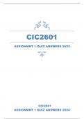 CIC2601 ASSIGNMENT 1 QUIZ ANSWERS 2024