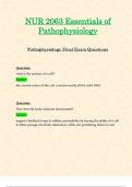 Final Exam Questions - NUR2063 / NUR 2063 (Latest 2024 / 2025) : Essentials of Pathophysiology - Rasmussen