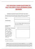 PAT 2010&sol;2011 EXAM QUESTIONS TO  HELP YOU WITH YOUR UPCOMING EXAM REVISION