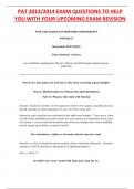 PAT 2013&sol;2014 EXAM QUESTIONS TO HELP  YOU WITH YOUR UPCOMING EXAM REVISION
