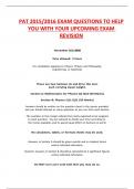PAT 2015&sol;2016 EXAM QUESTIONS TO HELP  YOU WITH YOUR UPCOMING EXAM REVISION