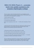 BSN 315 HESI Pharm II – complete exam new update questions and answers Nightingale College.