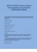 BSN 246 HESI practice passed exam questions and answers Nightingale College.