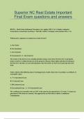 Superior NC Real Estate Important Final Exam questions and answers