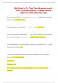 MA Driver's Ed Final Test Questions with 100% Correct Answers | Latest Version 2024 | Verified | Ace the Test
